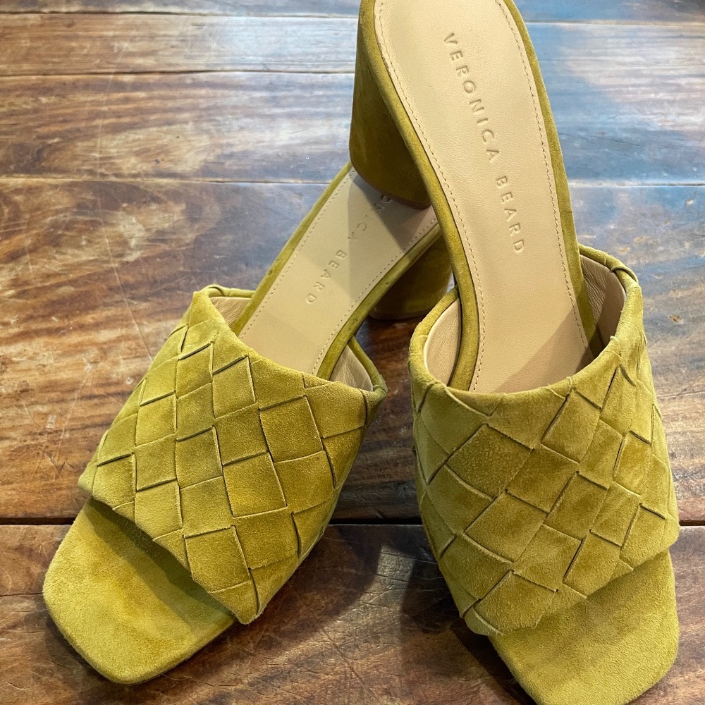 Veronica Beard Women's Green Kiele Suede Mule Heels Shoe Size US 8